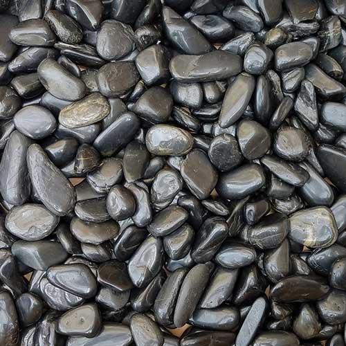 Ultra Polished Pebbles Black Medium Rock