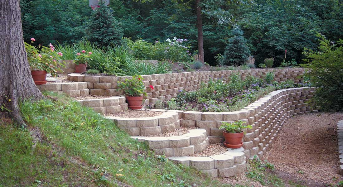 Keystone Garden Wall Retaining Blocks Rcp Block Brick - Retaining Wall Landscaping Images