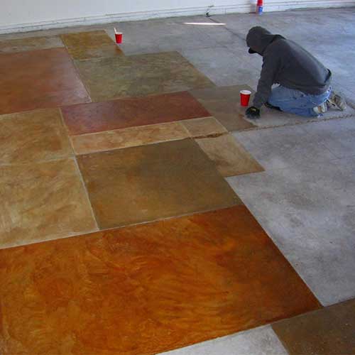 Applying concrete stain