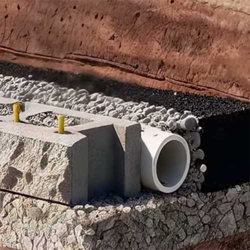 Drainage pipe behind wall
