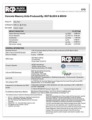 EPD for Medium Weight Precision CMU