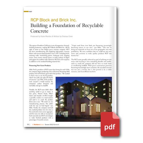 Building a Foundation on Recycled Content Article